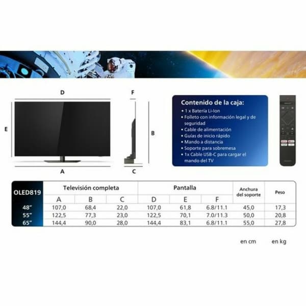 KÄYTETTY Smart TV Philips 65OLED819 4K Ultra HD 65" OLED (Kunnostetut Tuotteet A)