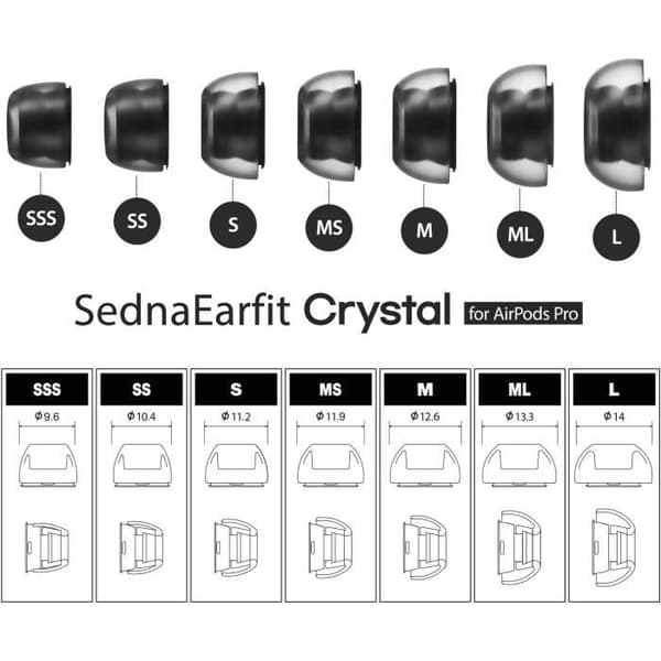 Öronproppar - AZLA - SednaEarfit Crystal - Storlek S/MS/M - 3 Par - Vattentåliga