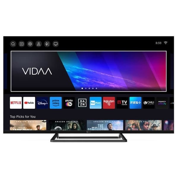 TELE System Smart TV 43 tum 4K UHD TS43FL4KSMV13, TivùSat 4K UHD CAM certifierad, Dubbel fjärrkontroll, HbbTV, HDR10 HLG, ramlös.