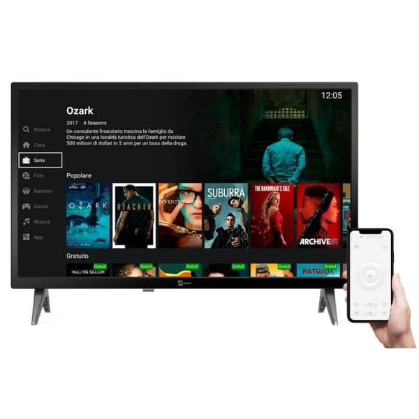 Tele System SMART24 LS2 A11: Android Smart TV med hundratals mark- och satellitkanaler i 10-bitars DVB-T2-S2 HEVC.