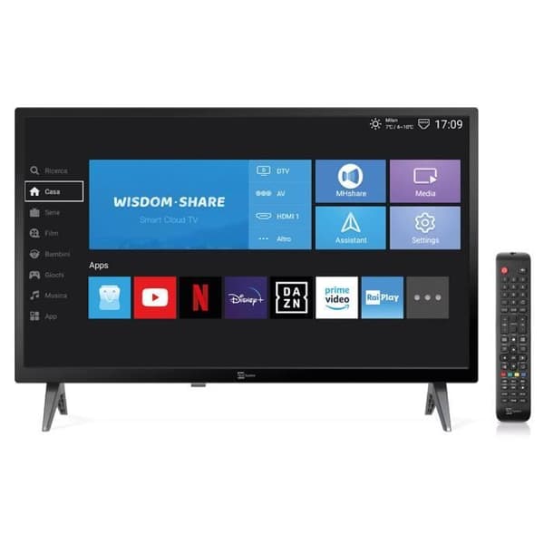 Tele System SMART24 LS2 A11: Android Smart TV med hundratals mark- och satellitkanaler i 10-bitars DVB-T2-S2 HEVC.
