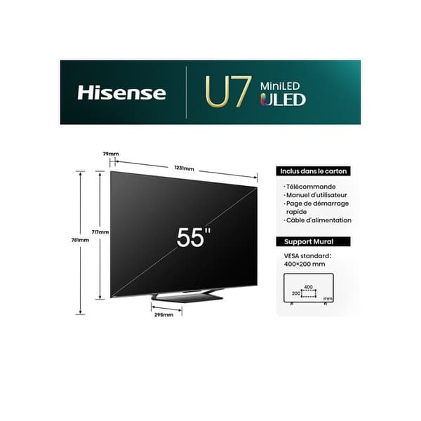 Hisense 55U79NQ Mini LED QLED TV 139 cm 4K UHD 2024 Antracitgrå