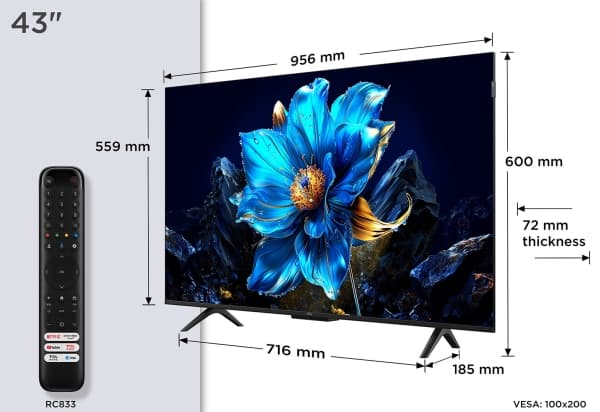 TCL P7K 43P7K TV 109.2 cm (43&quot;) 4K Ultra HD Smart TV Wi-Fi Metallic 430 cd/m²