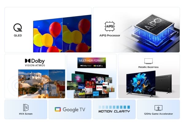 TCL P7K 43P7K TV 109.2 cm (43") 4K Ultra HD Smart TV Wi-Fi Metallic 430 cd/m²