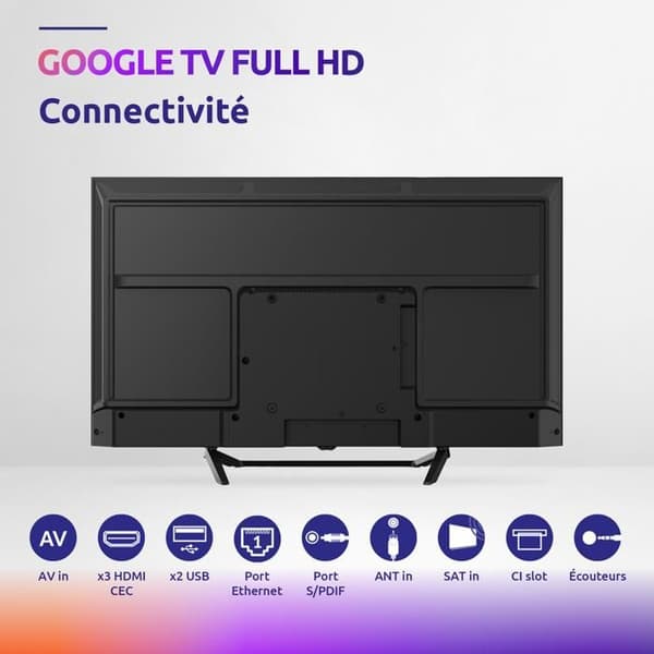 STRONG - TV FHD 40" (100 cm) - Google TV - Wifi - Bluetooth - HDR - Chromecast - Google Assistant - 3 Tuners - 3xHDMI (ARC) + 2xUSB
