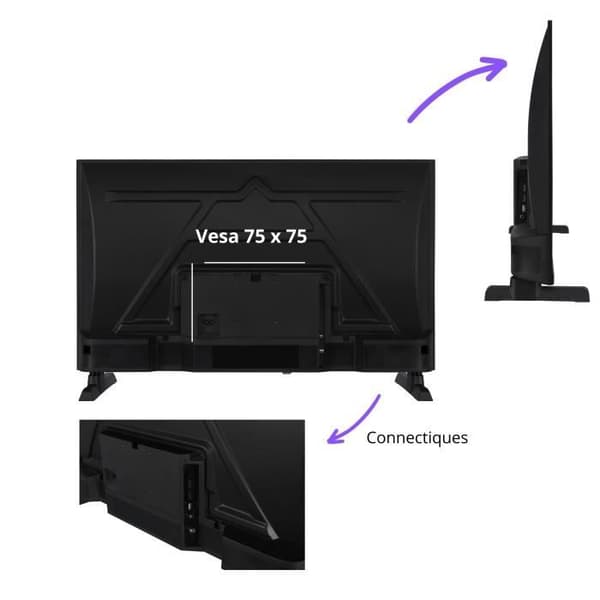 LED-TV - CONTINENTAL EDISON - CELED32HD25B3 - HD 32" (80 cm) - 2xHDMI, 1xUSB - Svart