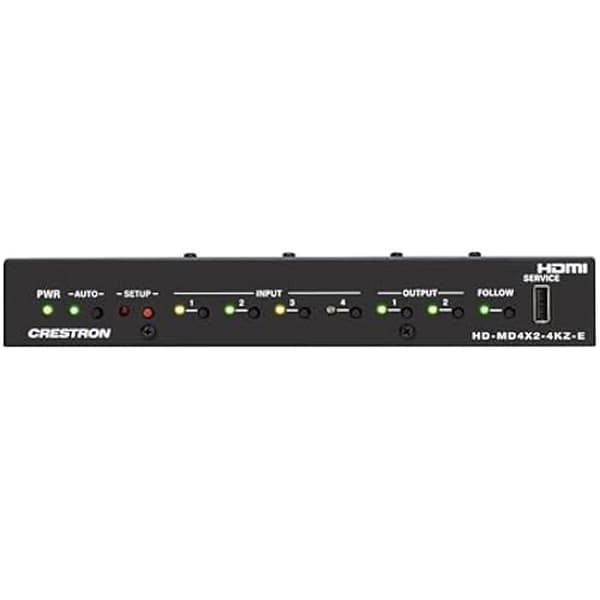 4K AV Switcher - CRESTRON - HD-MD4X2-4KZ-E - 4 HDMI-ingångar - 2 HDMI-utgångar - HDR10, HDR10+ och Dolby Vision