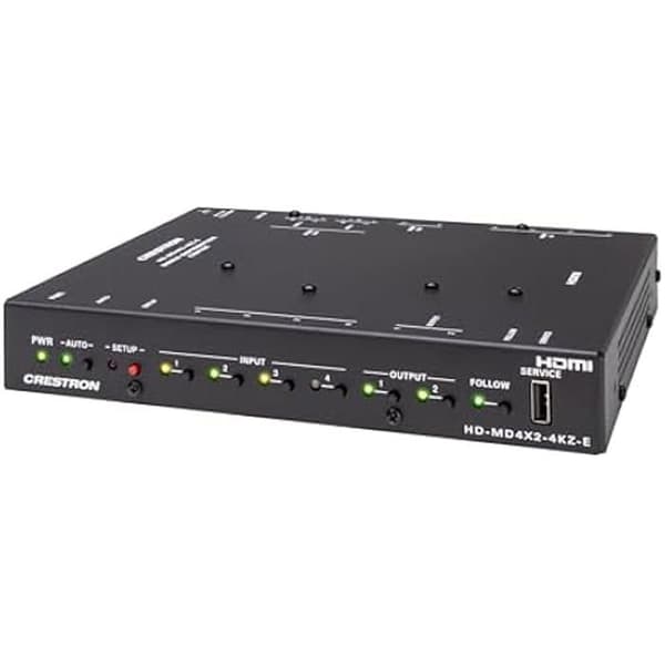 4K AV Switcher - CRESTRON - HD-MD4X2-4KZ-E - 4 HDMI-ingångar - 2 HDMI-utgångar - HDR10, HDR10+ och Dolby Vision