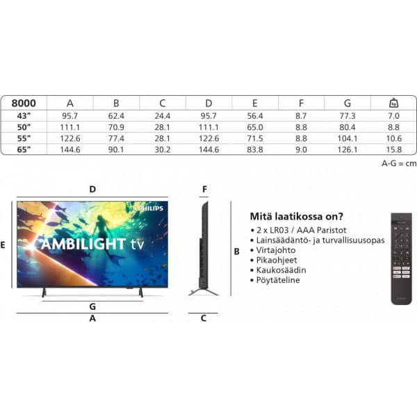 Philips 65" PUS8000 – 4K LED Ambilight TV