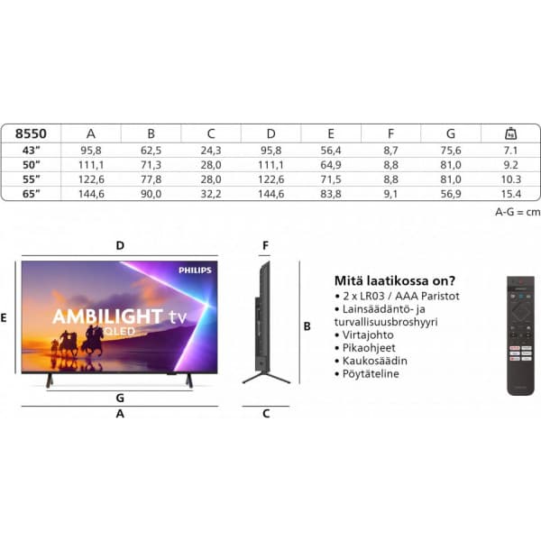 Philips 65" PUS8550 – 4K QLED Ambilight TV