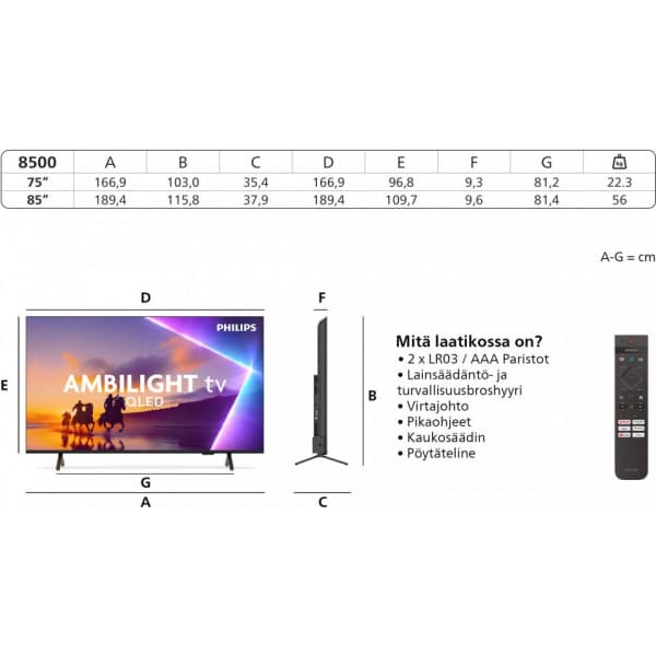 Philips 85" PUS8500 – 4K QLED Ambilight TV