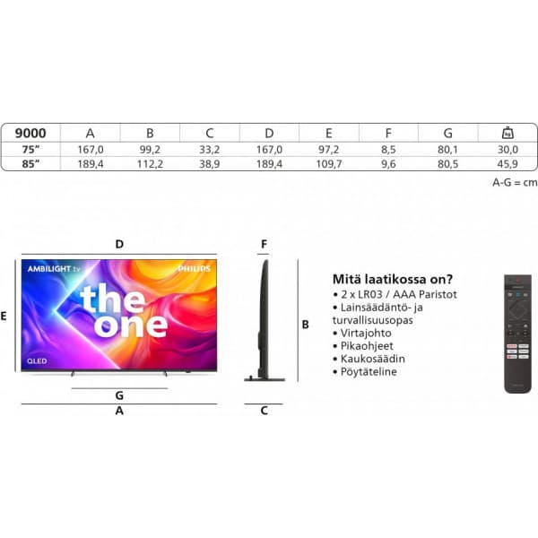 Philips The One 75" PUS9000 – 4K QLED Ambilight TV