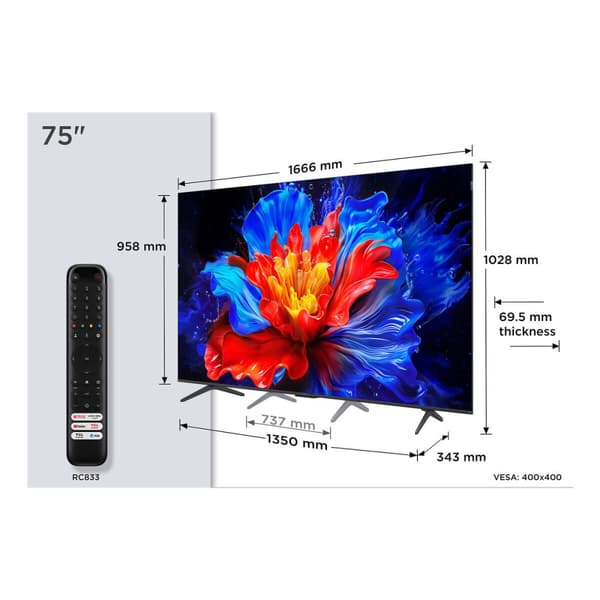 Smart TV TCL 75P8K 75" 4K Ultra HD LED HDR D-LED QLED