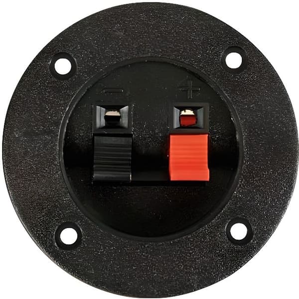 Rund högtalarplint - VELLEMAN - Röda och svarta anslutningar - Max 2,5 mm - Mått 76,2 mm