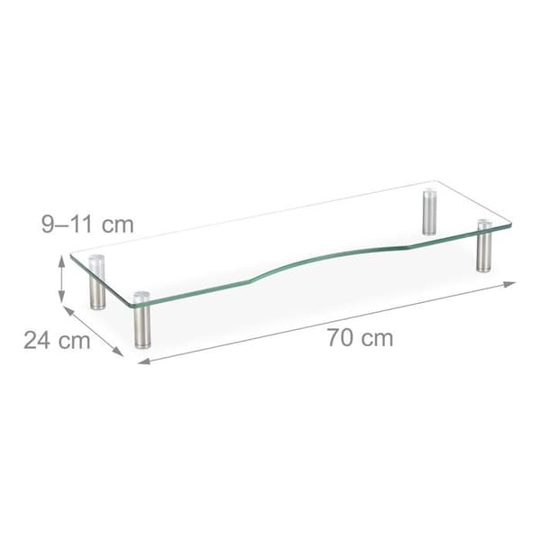 Relaxdays Stöd för glas, TV-bricka för bärbara datorer, justerbar i höjd 9 till 11 cm, olika färger, transparent