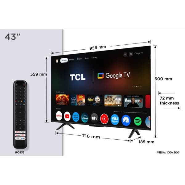Smart TV TCL 43P7K 43" 4K Ultra HD LED HDR D-LED QLED