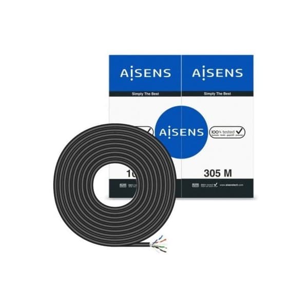 Vattentät utomhusnätverkskabel RJ45 Kat.6 FTP Rigido AWG24 Svart 305M - AISENS - A135-0674