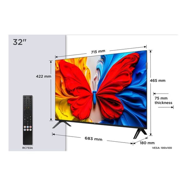TCL 32S59K Qled Ram utan kant