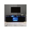 Miniatyrbild 3 av 6: Modern svart TV-möbel med LED-belysning i 16 färger, 1,4 m lång - Elegant förvaring för 60-tums TV.
