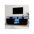 Miniatyrbild 1 av 6: Modern svart TV-möbel med LED-belysning i 16 färger, 1,4 m lång - Elegant förvaring för 60-tums TV.
