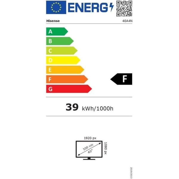 HISENSE 40A4N - 40" (100 cm) LED-TV - Ultratunna kanter - Full HD (1920x1080) - Smart TV - 2xHDMI