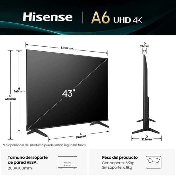 Smart TV Hisense 43A6Q