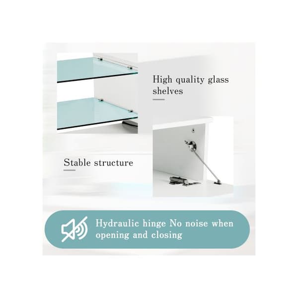 Elegant Bright White TV-skåp - 1,4 meter lång, LED-belysning 16 färger, TV-skärm 60 tum
