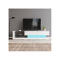 Miniatyrbild 1 av 6: Elegant Bright White TV-skåp - 1,4 meter lång, LED-belysning 16 färger, TV-skärm 60 tum