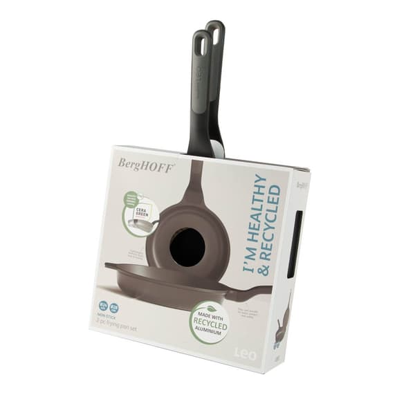 BergHOFF 3-delt stegepandest - Uqonic Downdraft-serien med 24 cm og 28 cm pander og matchende lg