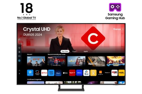 SAMSUNG 75inch DU8505 4K Smart TV 2024 LED MIRRORING LED 60Hz 3xHDMI 2xUSB LAN DIG-OUT WIFI5 BT5.2 ARC HDR10+ DVB-T2C VESA400x40(P)