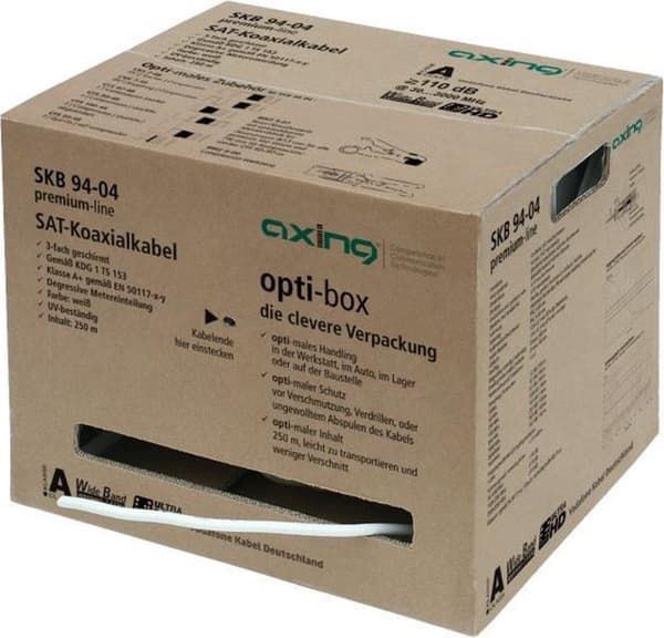 Axing SKB09404 koaksialkabel 250 m Hvid