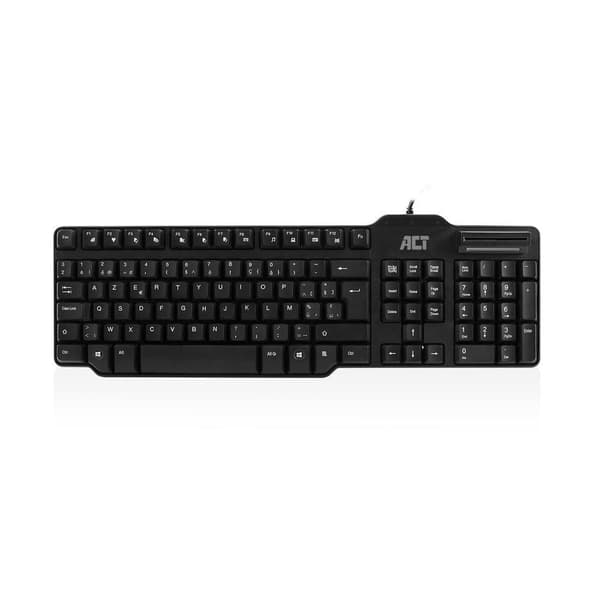 ACT AC5475 USB-tastatur med ledning | Smart Card-læser| AZERTY/BE layout | Sort