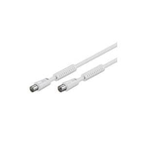 Wentronic Goobay antennetilslutningskabel, 100 % skærmet, ferrit, hvid, 2,5 m - IEC/koaksialstik <=> IEC/koaksialstik (50724)