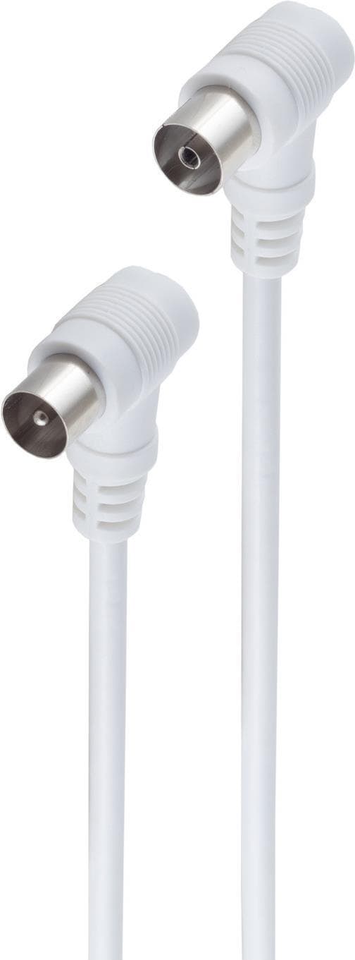 shiverpeaks ®-BASIC-S--antennekabel, 100 % skærmet, koaksialstik vinkel til koaksial koblingsvinkel, BK-kompatibel, > 80 dB, hvid, 2,5m (BS80083-32)