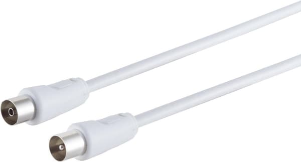 S/CONN antennekabel med maksimal tilslutning, 100 % skærmet, > 100 dB, hvid, 5,0 m (80025-128)