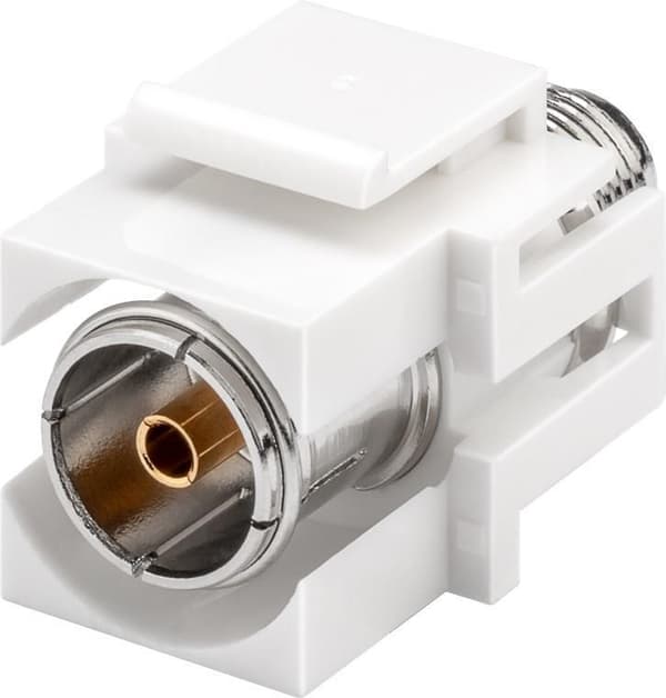 Goobay 79933 Keystone-moduuli snap-in-laitteella, liitin koaksiaaliliitäntä > F-liitäntä, satelliittiantenniliitäntä, uppoasennus, muovikotelo, hopea