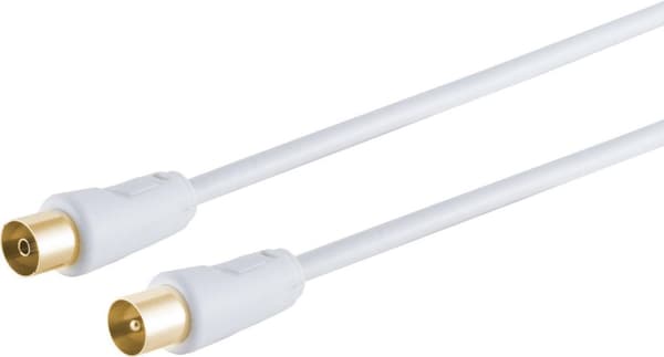 S/CONN antennekabel med maksimal tilslutning, 100 % skærmede, guldbelagte kontakter, > 100 dB, hvid, 1,5 m (80022-128G)
