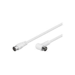 Wentronic Goobay SAT vinkeltilslutningskabel, F-Quick, 100% skærmet, hvid, 1,5 m - F-stik (Quick) <=> F-stik (Quick) 90° (67347)