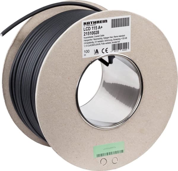 Kathrein 21510028 Koaxialkabel Ytterdiameter: 6,90 mm 75 Ω 105 dB Svart 100 m