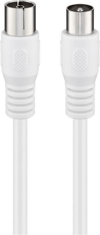 Goobay antennekabel (klasse A+, >95 dB), 3x skærmet, 1,5 m, hvidt - koaksialstik > koaksialstik (fuldt skærmet) (58807)