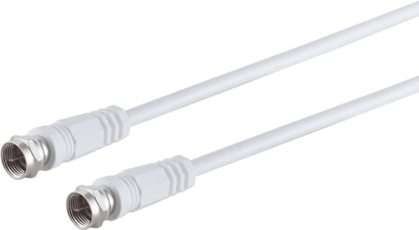S/CONN satellitanslutningskabel för maximal anslutning, F-kontakt - F-kontakt, 100 % skärmad, centralt stift, > 100 dB, vit, 7,5 m (80097-128)