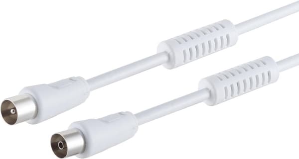 S/CONN maksimal tilslutningsantennekabel med kappestrømfilter, > 100 dB, hvid, 10,0 m (80208-128)