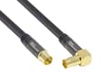 Pikkukuva 1 / 3: SAT-antennikaapeli SmartFLEX, IEC/koaksiaaliliitin kulmassa pistorasiaan, kullattu, nelinkertainen suojaus, suojaus 120 dB, musta, 1,5 m, Good Connect