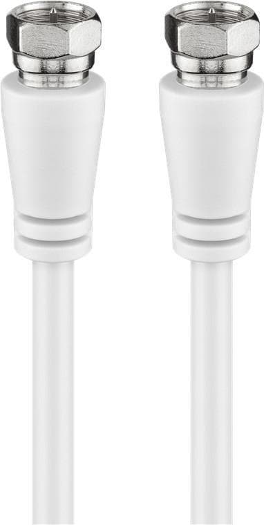 Goobay SAT-antennekabel (klasse A, >85 dB), 2x skærmet, 5 m, hvid - F-stik > F-stik (fuldt skærmet) (66624)