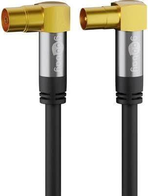 Wentronic goobay - antennkabel - IEC-kontakt (W) vinklad till IEC-kontakt (M) vinklad - 2 m - 4-lagers skärmning - 135 dB - svart - robust (70461)