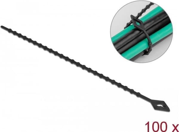 Delock - Kabelbinder - perler, genanvendelig - 15 cm - sort (pakke med 100) (19568)