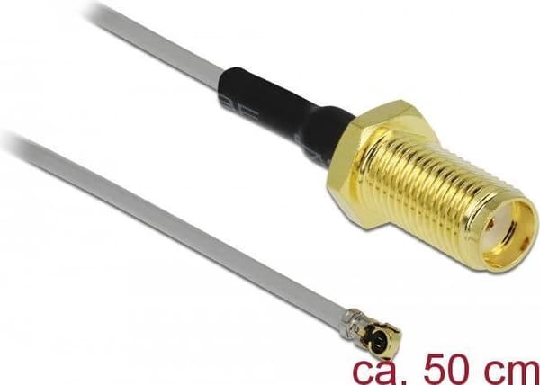 DeLOCK - antennekabel - SMA (W) til MHF 4L (M) - 50cm - coax - grå (90404)