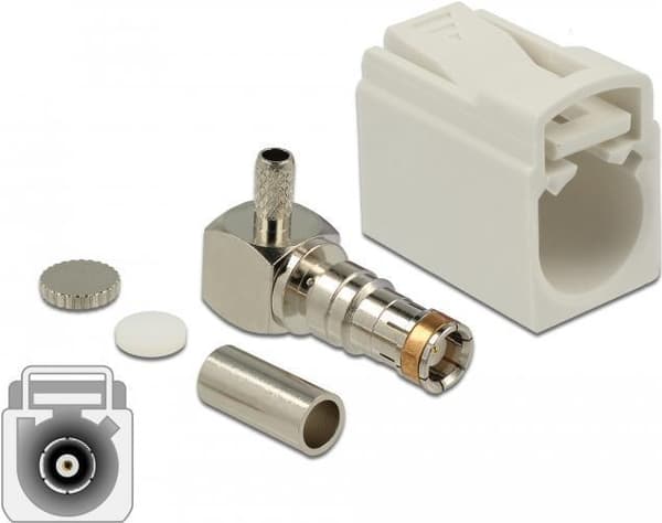 DeLOCK FAKRA B fatning 90° - isolering: PTFE - til crimpning - cremehvid (89714)