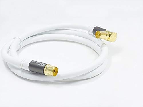 Bra anslutningar GC-M2066 SmartFLEX TV-vinkelantennkabel, 7,5 m, IEC/coax-kontakt vinklad mot uttag, 4-vägs skärmad/120dB/75 Ohm, guldpläterade kontak