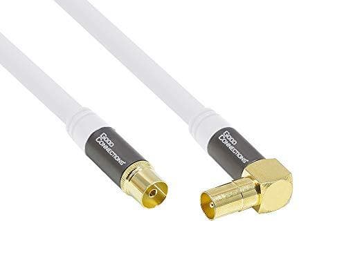 Bra anslutningar GC-M2066 SmartFLEX TV-vinkelantennkabel, 7,5 m, IEC/coax-kontakt vinklad mot uttag, 4-vägs skärmad/120dB/75 Ohm, guldpläterade kontak
